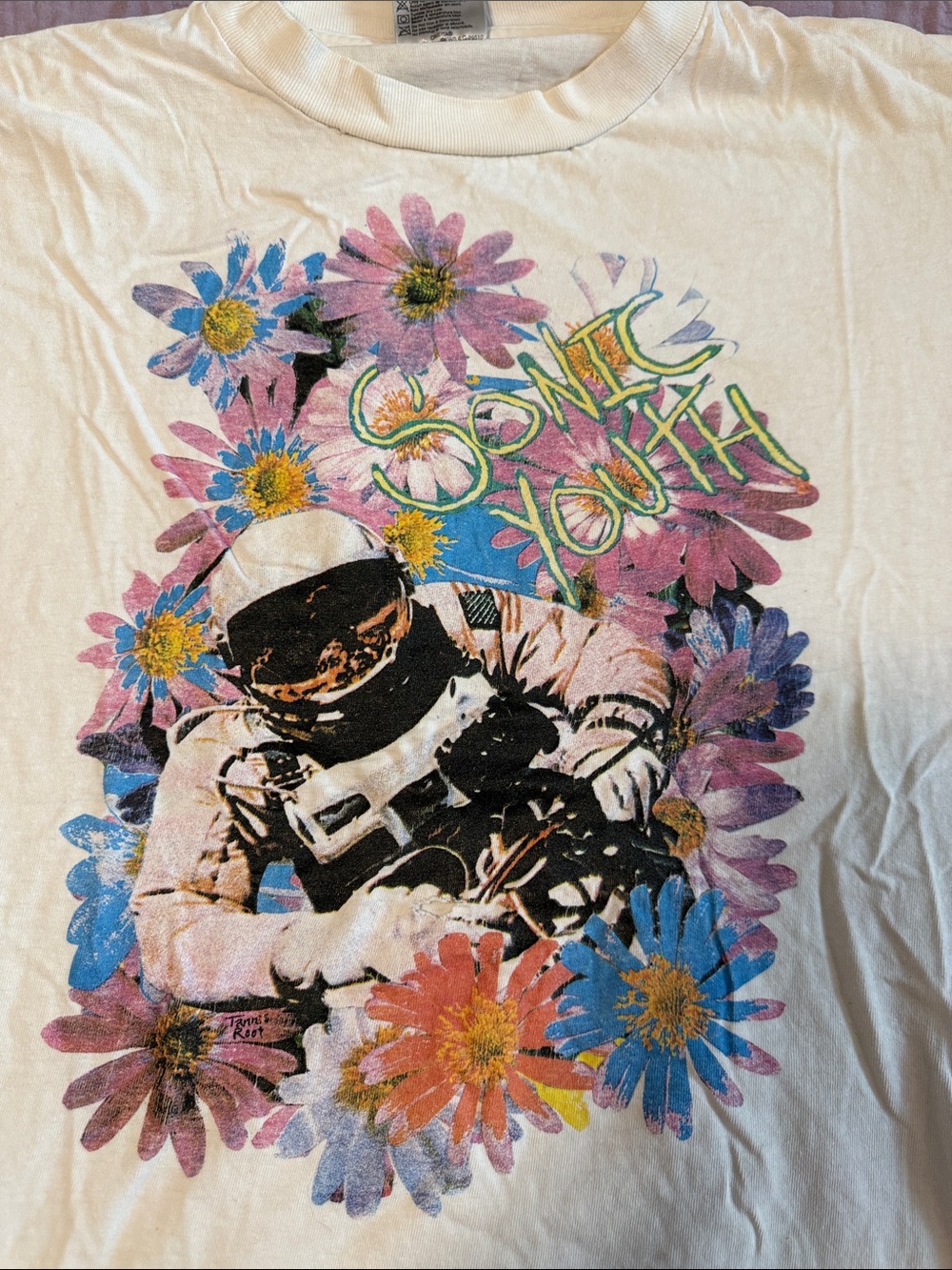 RARE! 1992–1993 Vintage Sonic Youth Shirt "Flower Astronaut" Tee - ONEITA TAG